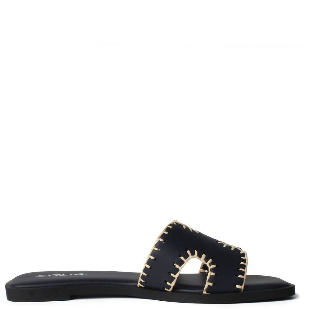 NEW SODA women's finity flat sandal in black